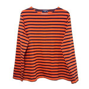Saint James MERIDAME II Authentic Breton Shirt Heavyweight Cotton Orange/Navy 12